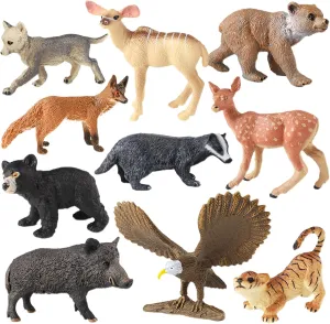 Woodland Animals Figurines, 10pcs Plastic Egale Animal Figures Action Model Science Project, Learning Educational Toys, Birthday Gift, Cake Topper for Kids
