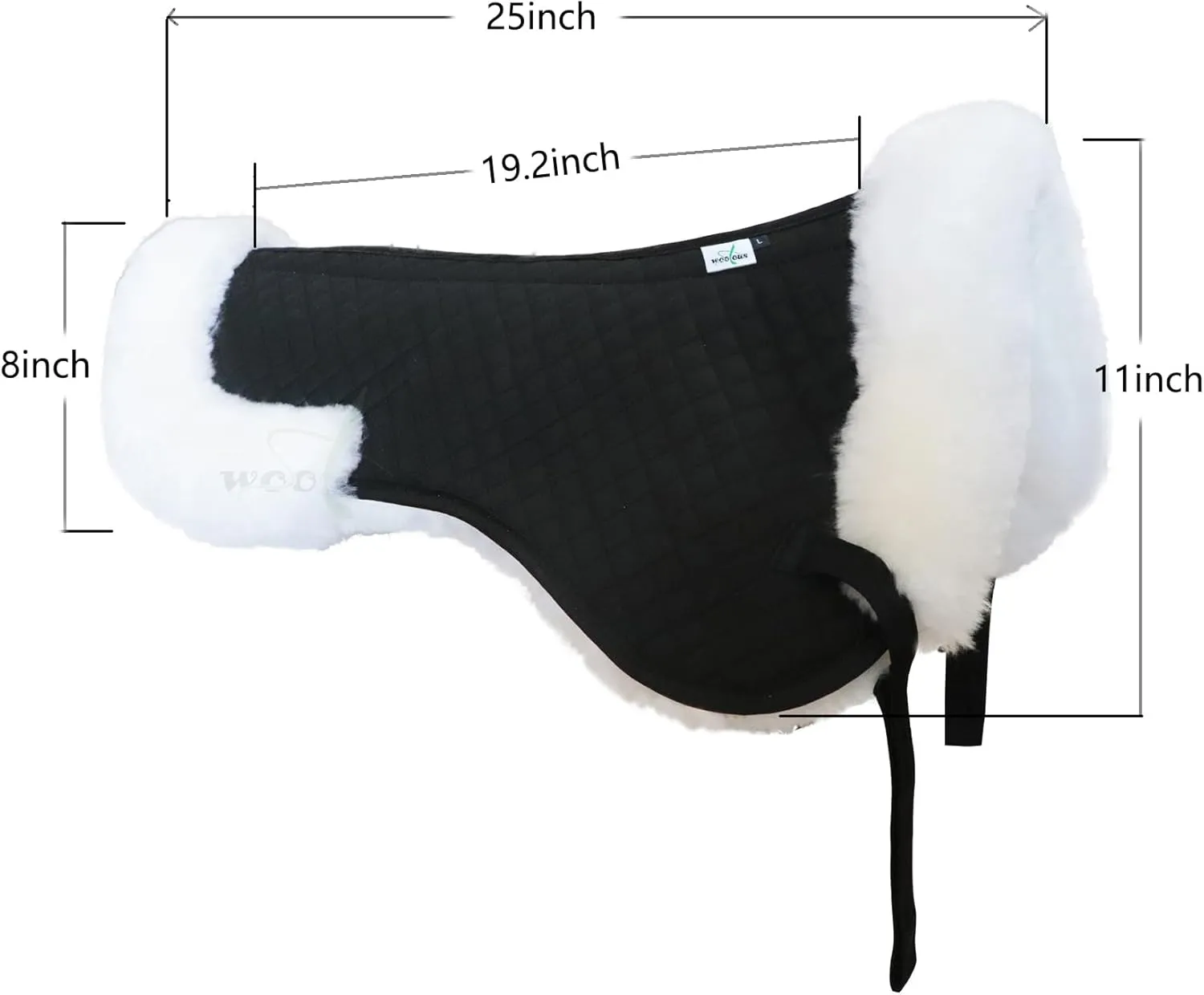 Woolous Sheepskin Half Pad, Lambskin Fleece Wool Lined Half Pad for English Horse Saddle