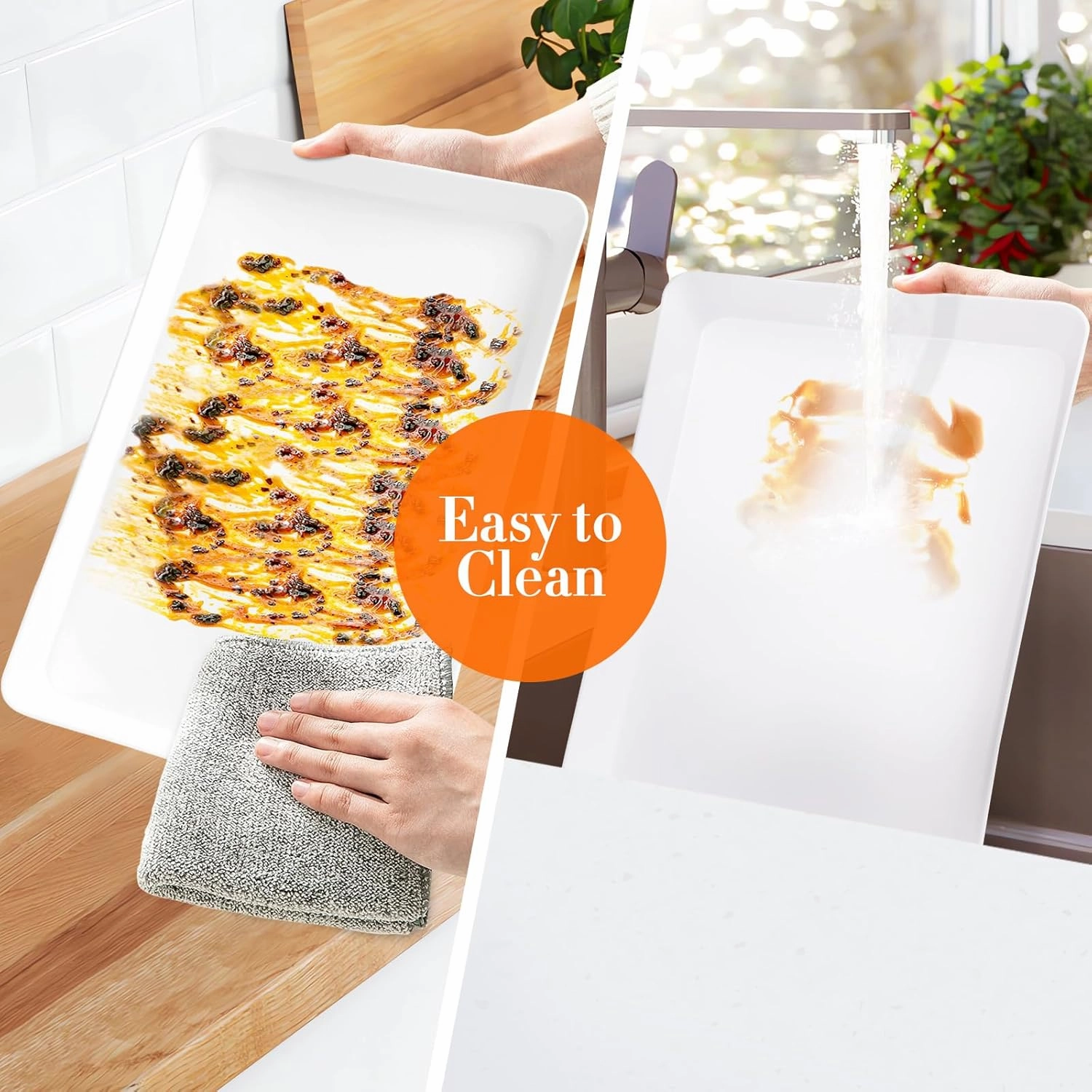 WOWBOX 6 pcs Serving Tray for Entertaining, Serving Platters for Fruit, Cookies, Dessert, Snacks, Reusable Plastic Trays for Serving Food and Pantry Organization in Kitchen & for Parties
