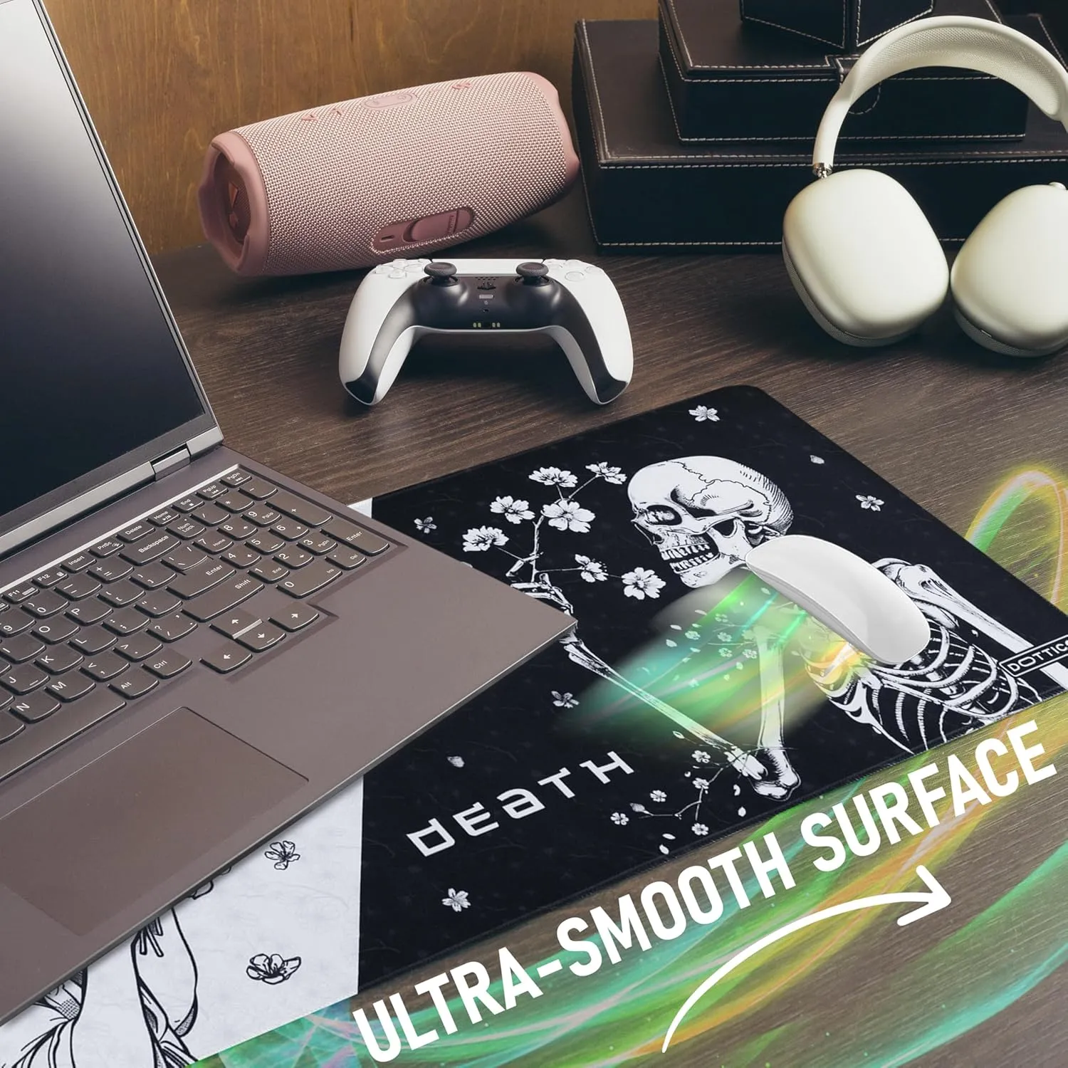 XL Large Gaming Mouse Pad for Desk - Desk Mat for Keyboard and Mouse - PC Mouse Pad - Non-Slip Water Resist Rubber Base, Stitched Edges - 31.5x11.8 in - 80x30 cm (Life&Death, X-Large)