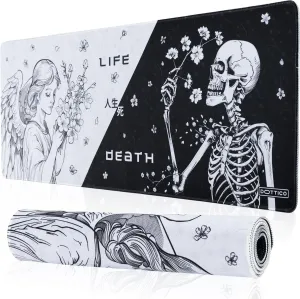 XL Large Gaming Mouse Pad for Desk - Desk Mat for Keyboard and Mouse - PC Mouse Pad - Non-Slip Water Resist Rubber Base, Stitched Edges - 31.5x11.8 in - 80x30 cm (Life&Death, X-Large)