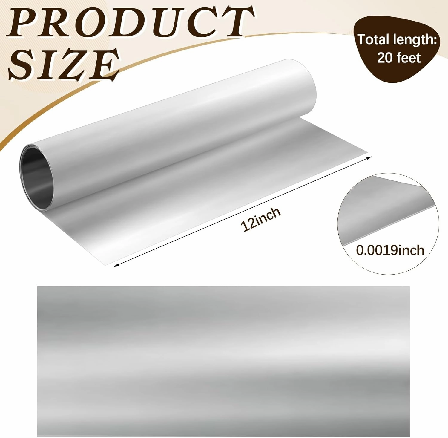 Yaocom Aluminum Metal Crafts DIY Foil Roll 0.05 mm Thick for Art Project Aluminum Flashing Roll Wide Sheet Multipurpose Metal Sheets(12 Inch X 20 ft,Silver)
