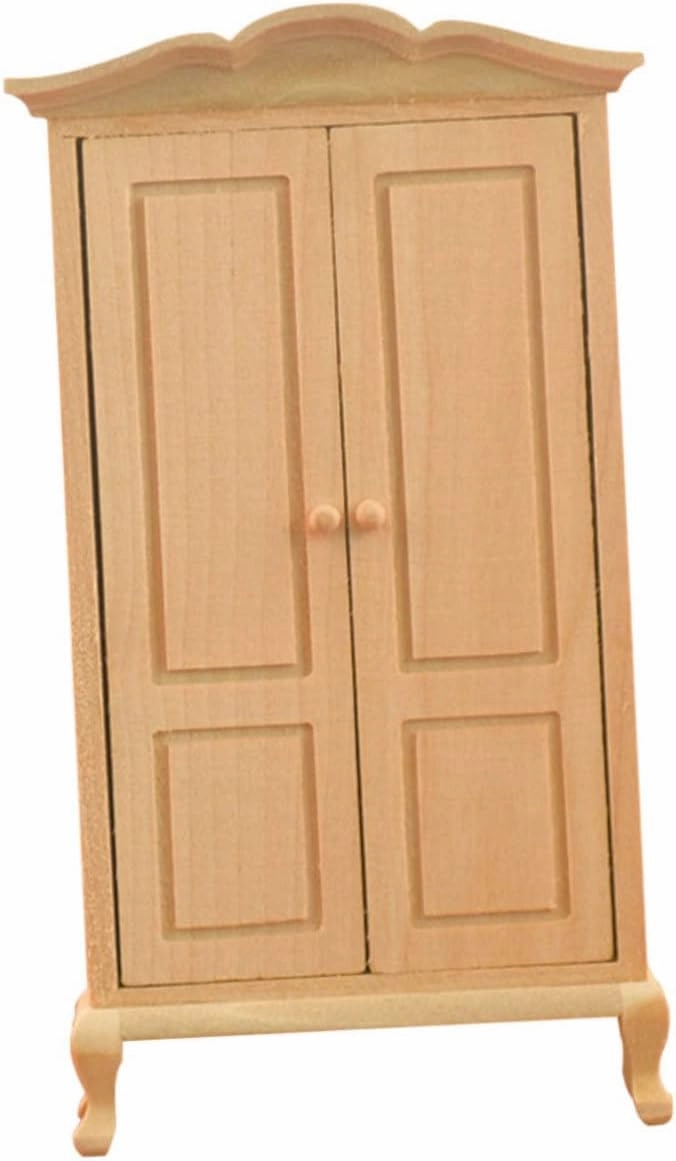 YARNOW 2 Pcs Miniature House Decor Mini House Model Kit Miniature Wardrobe Ornament Cute Room Decor Wooden Dollhouse Mini