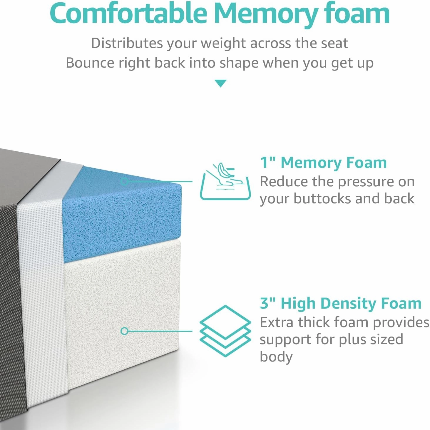 YENING 19x19 Memory Foam Outdoor Chair Cushions Waterproof 4 Inch Extra Thick Patio Seat Pads for Furniture Grey Set of 2