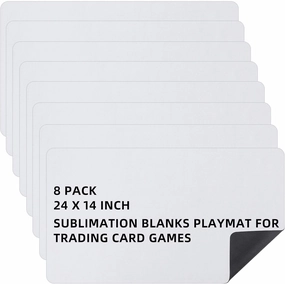 Yexiya 8 Pieces Card Game Mats 14 x 24 Inch Sublimation Blanks Playmat for Trading Smooth Rubber TCG MTG Playing Mat for Board Games, Mouse Pad, Collectible Card(White)