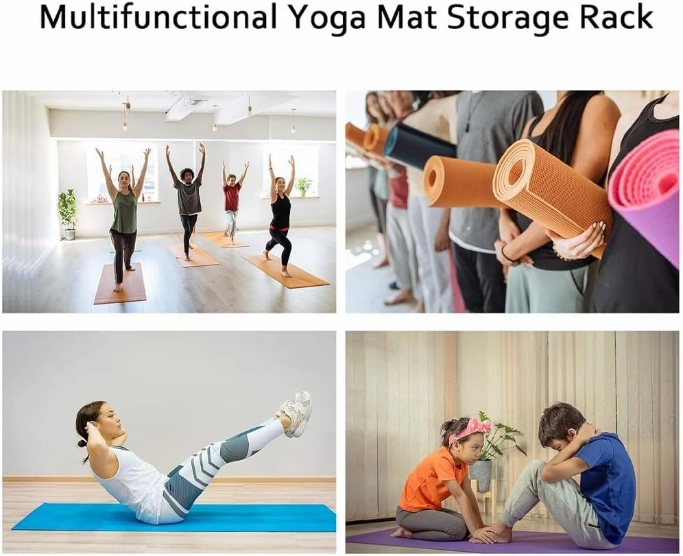Yoga Mat Holder Basket, Large Yoga Mat Storage Cart with Wheels, Yoga Mat Rack Foam Rollers Organizer, Commercial Rack for Yoga Mat Foam Roller Storage for Gym/Yoga Studio Hold 30 Exercise Mats(Gold,3