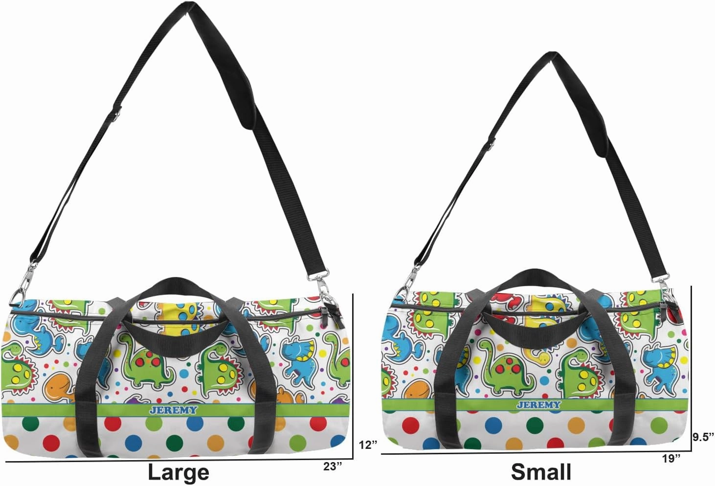 YouCustomizeIt Personalized Dinosaur Print & Dots Duffel Bag