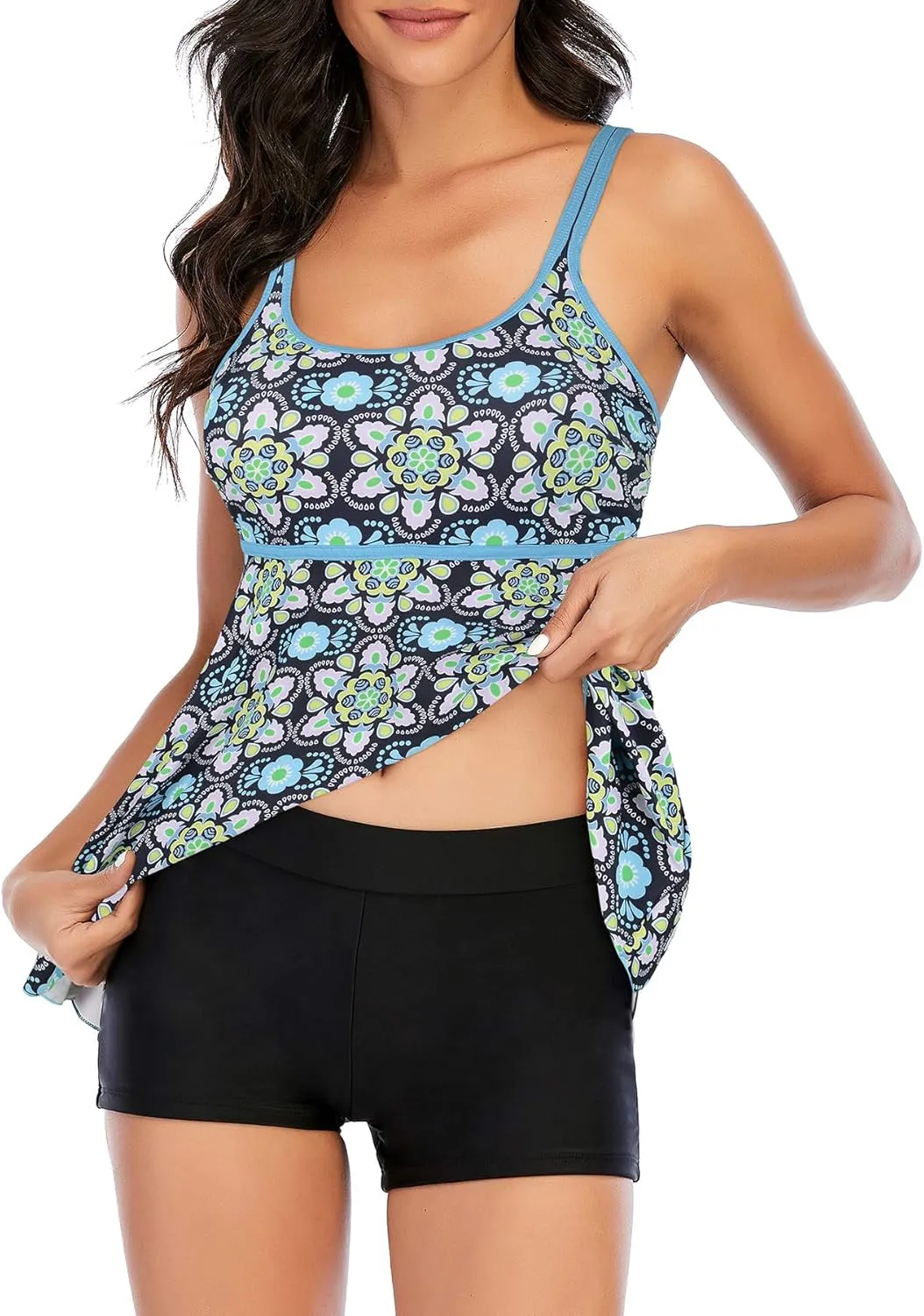 Zando Womens Swimsuits 2 Piece 2025 Tankini Bathing Suits Swim Suits for Women Swimwear Bathing Suit Top with Boyshorts