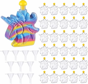 Zhehao 30 Pcs Unicorn Sand Art Bottles Bulk with 10 Pcs Mini Plastic Funnels for Kids Art Creations Activity Kit Party Supplies Without Sand