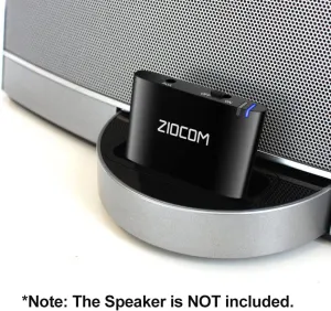 ZIOCOM 30 Pin Bluetooth Adapter Receiver for Bose iPod iPhone SoundDock and Other 30 pin Dock Speakers with 3.5mm Aux Cable(Not for Car and Motorcycles), Black