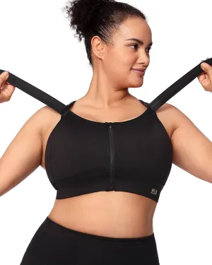 Zip Front Adjustable High Impact Sports Bras for Women Large Breasts Full Coverage Workout Running Removable Pads