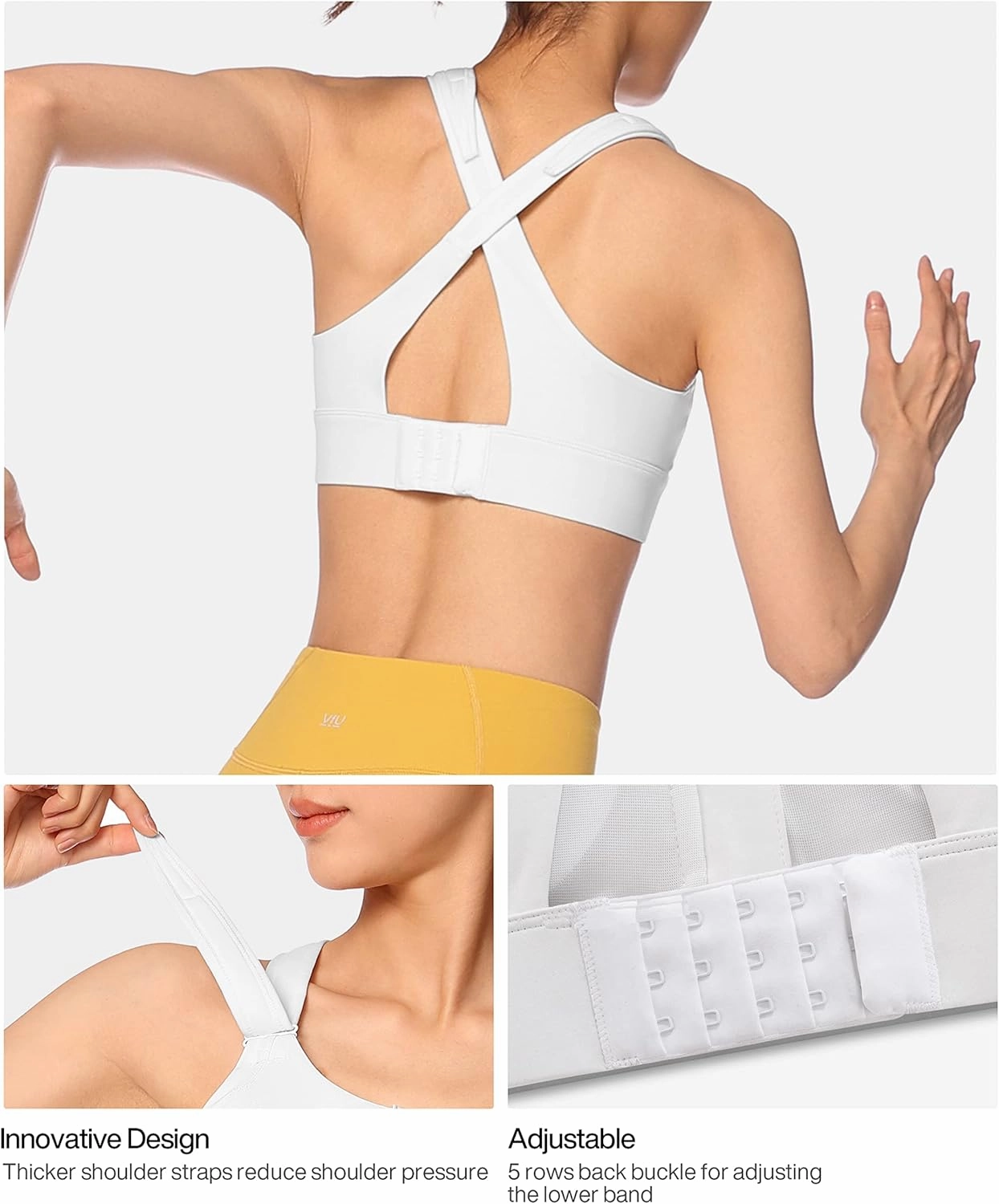 Zip Front Adjustable High Impact Sports Bras for Women Large Breasts Full Coverage Workout Running Removable Pads