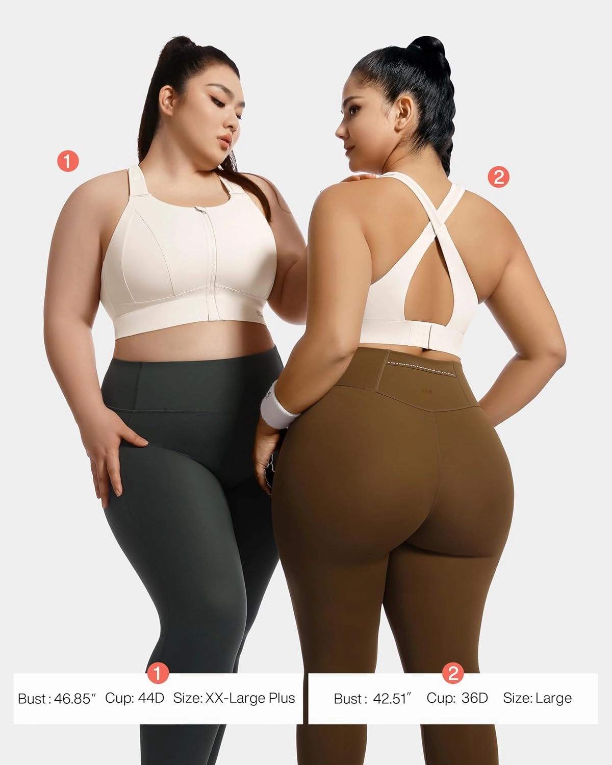 Zip Front Adjustable High Impact Sports Bras for Women Large Breasts Full Coverage Workout Running Removable Pads