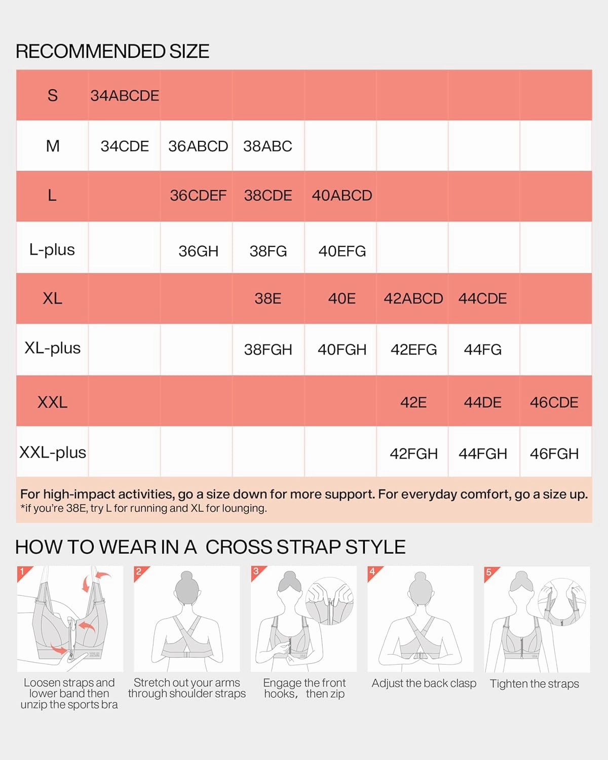 Zip Front Adjustable High Impact Sports Bras for Women Large Breasts Full Coverage Workout Running Removable Pads