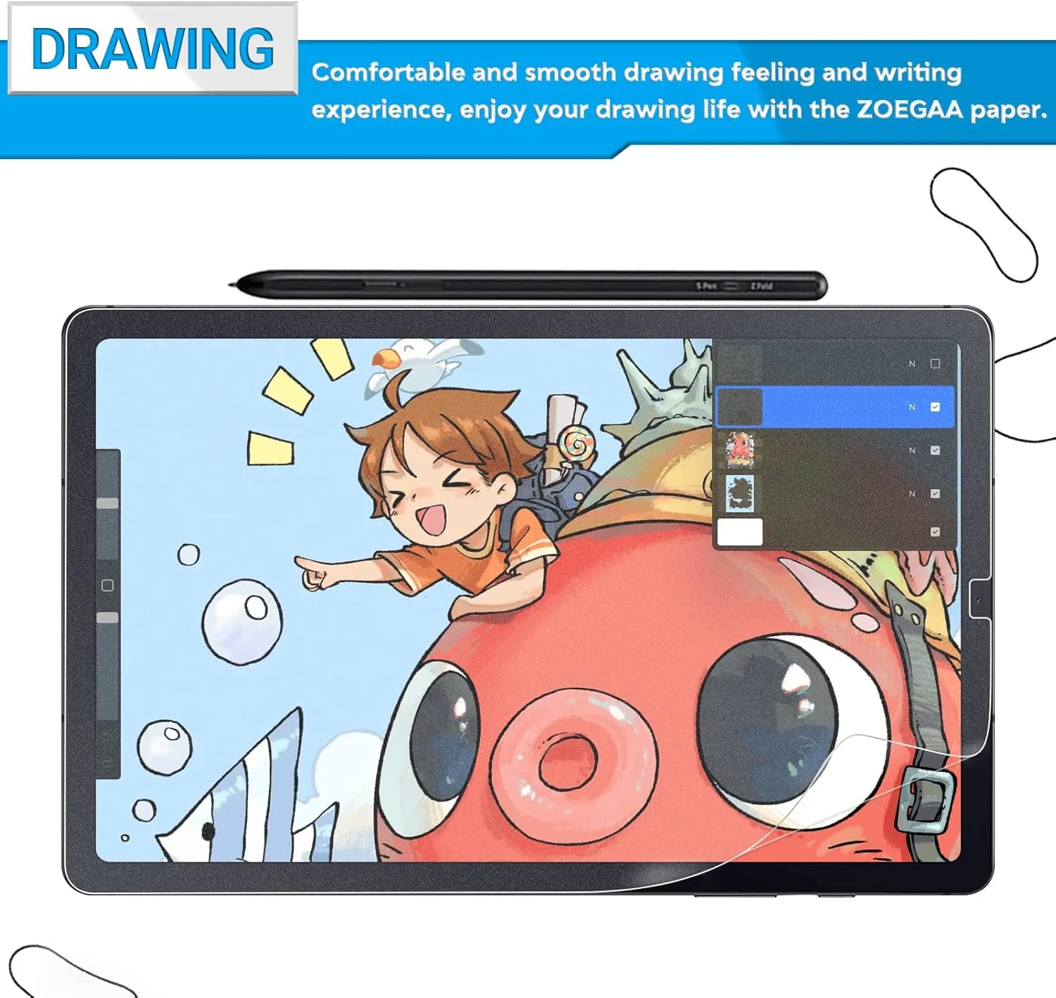 ZOEGAA Paper Screen Protector Compatible with Galaxy Tab S6 Lite 10.4 inch 2024, Matte Samsung S6 Lite Screen Protector Anti-Glare Anti-Blue Light,for Write and Draw on Paper Compatible with S Pen
