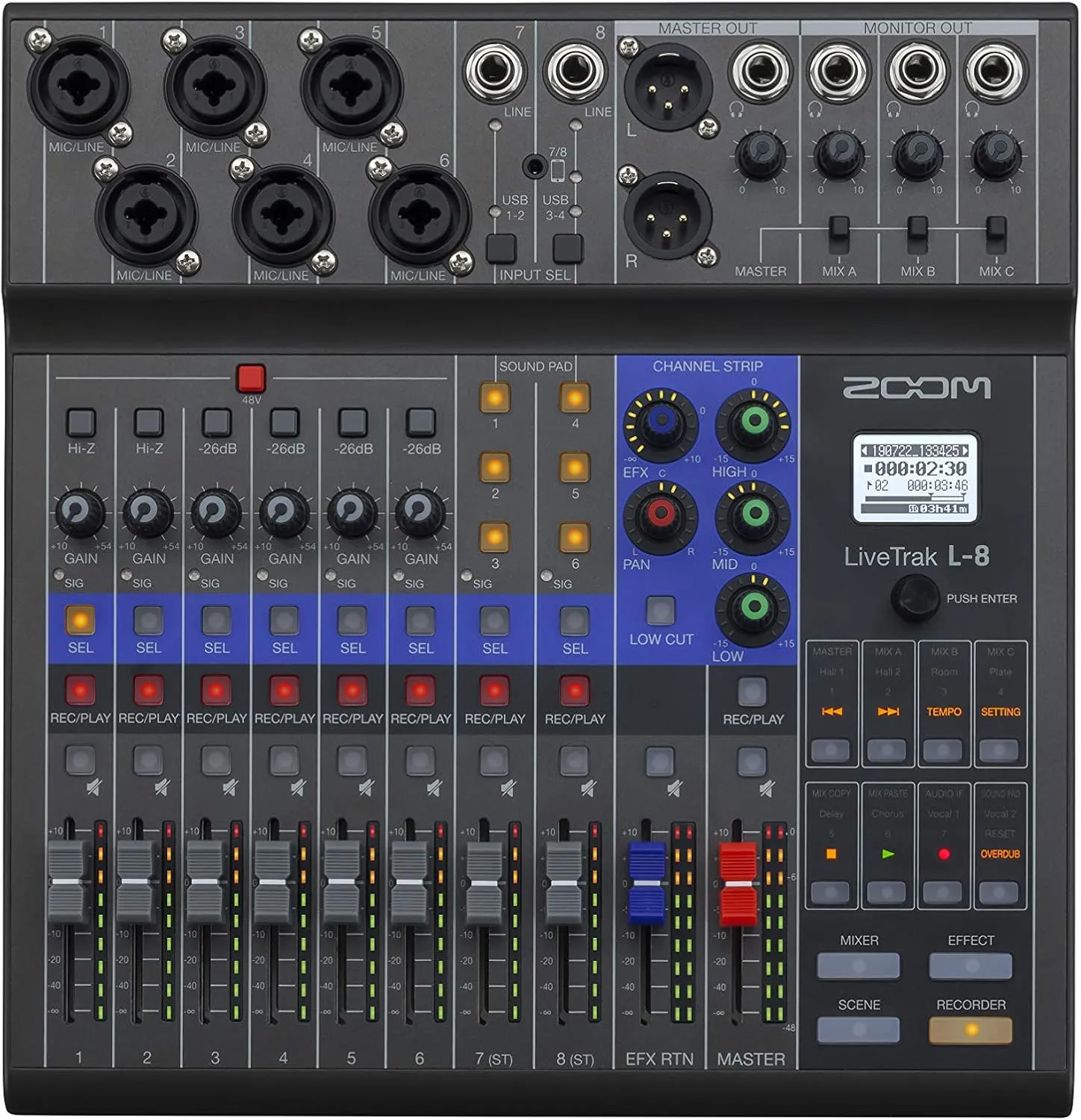 Zoom LiveTrak L-8 Portable 8-Channel Digital Mixer and Multitrack Recorder