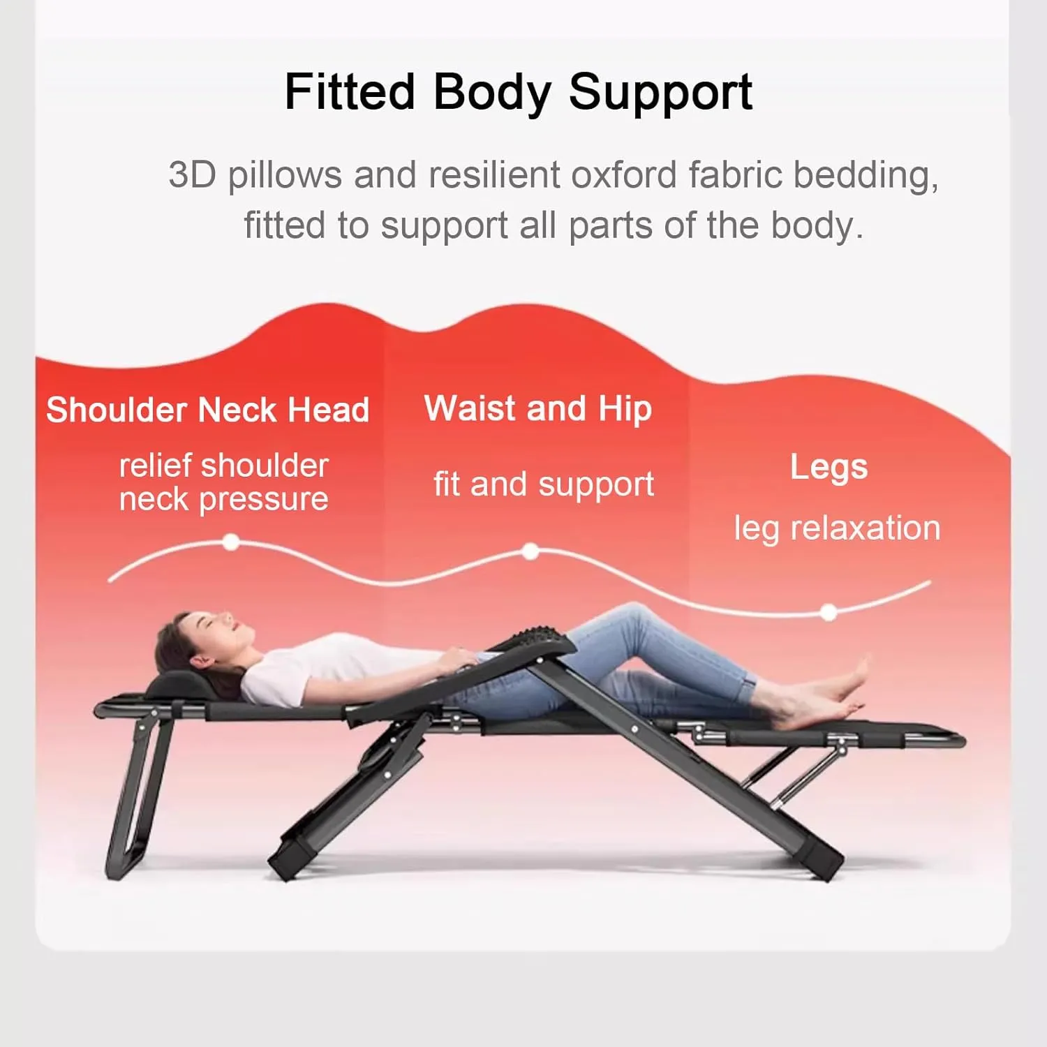 ZTGL E, Folding Camping Cot, Outdoor Comfortable Lightweight Bed, Camping Cot for Adults, Sunbathing Lounge Chairs with Pillow, Camping Folding Lounge Chair