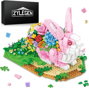 ZYLEGEN Rabbit Flower Animal Toy Building Set,Bunny Flower Toy Building Sets,Botanical Collection Ideal Gift for Animal Lovers,Buildable Toys, Party Favors for Kids(935Pcs)